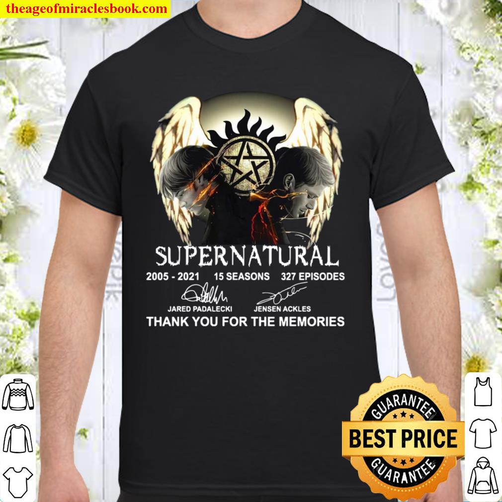 Supernatural 2005 2021 15 Seasons 327 Episodes Thank You For The Memories Signatures new Shirt, Hoodie, Long Sleeved, SweatShirt