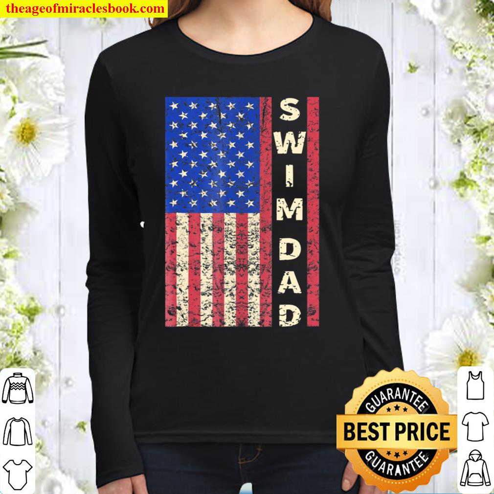 Swim Dad American Flag Swimmer Father’s Day Women Long Sleeved