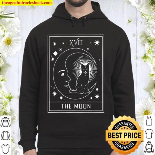 Tarot Card Crescent Moon And Cat Hoodie