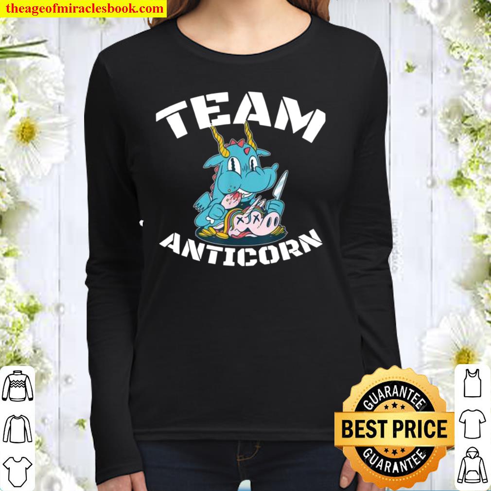 Team Anticorn cool dragon design unicorn haters Women Long Sleeved
