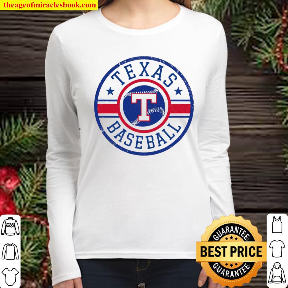 Texas Baseball Tx Vintage Distressed Game Day Ranger Gift Women Long Sleeved