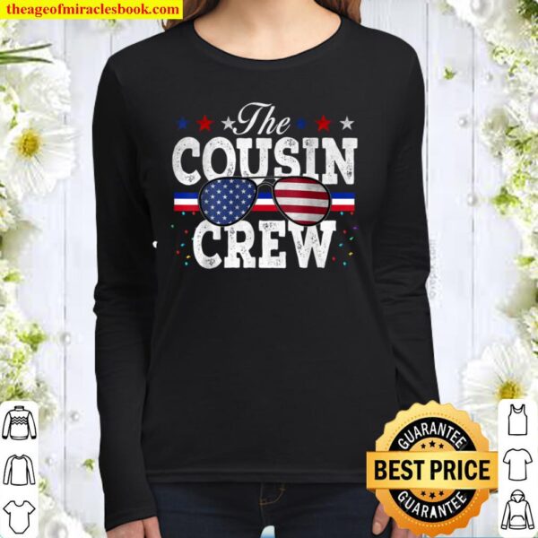 The Cousin Crew 4th of July Patriotic American Women Long Sleeved