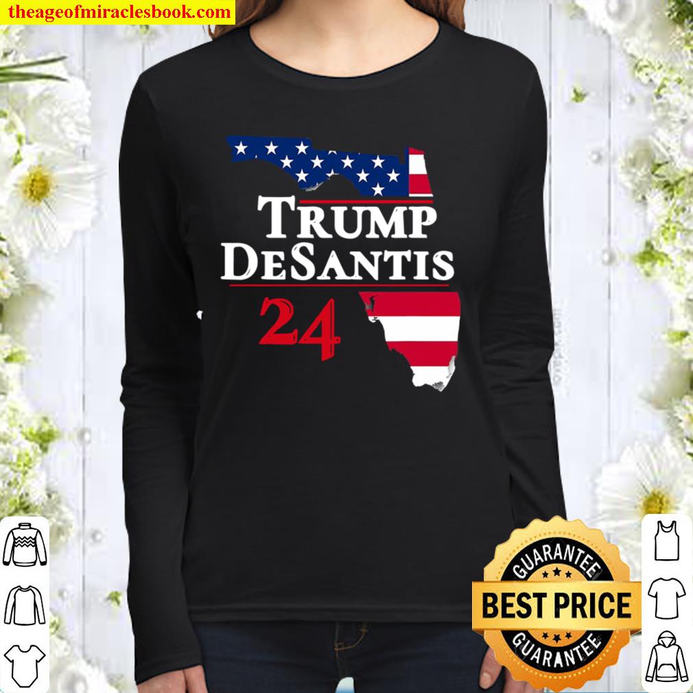 Trump Desantis 2024 Election Shirts Make America Florida Women Long Sleeved