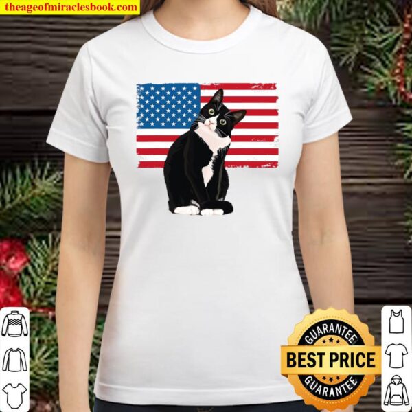 Tuxedo Cat Tshirt 4Th Of July Patriotic Tee Gift Adults Kids Classic Women T-Shirt