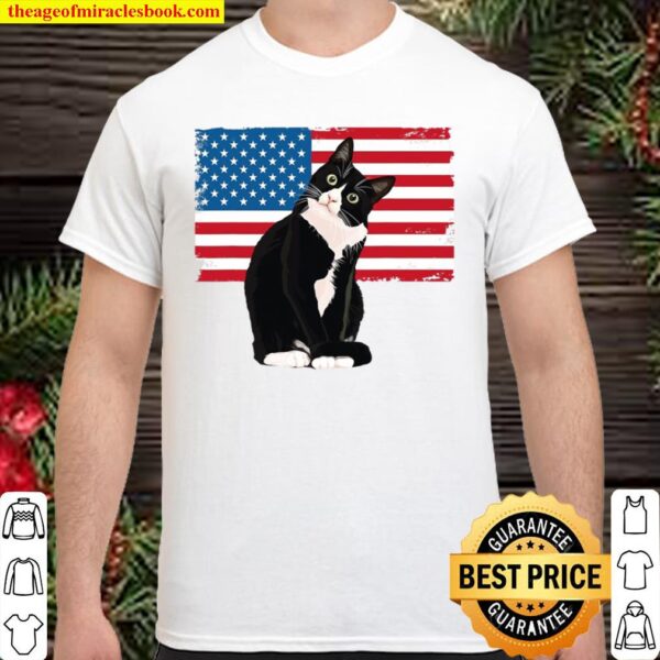 Tuxedo Cat Tshirt 4Th Of July Patriotic Tee Gift Adults Kids Shirt
