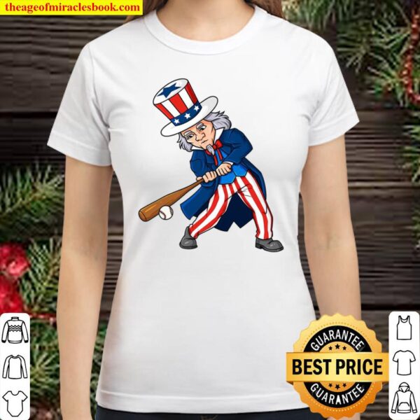 Uncle Sam Baseball 4Th Of July Patriotic Boys Kids Teens Classic Women T-Shirt