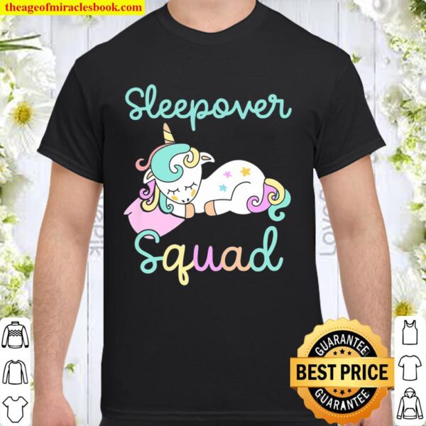 Unicorn Themed Pajama Party Gift For Girls Sleepover Squad Shirt