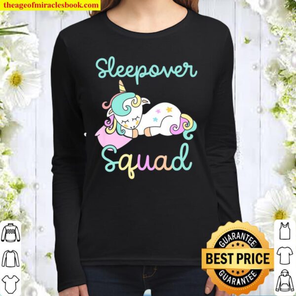 Unicorn Themed Pajama Party Gift For Girls Sleepover Squad Women Long Sleeved