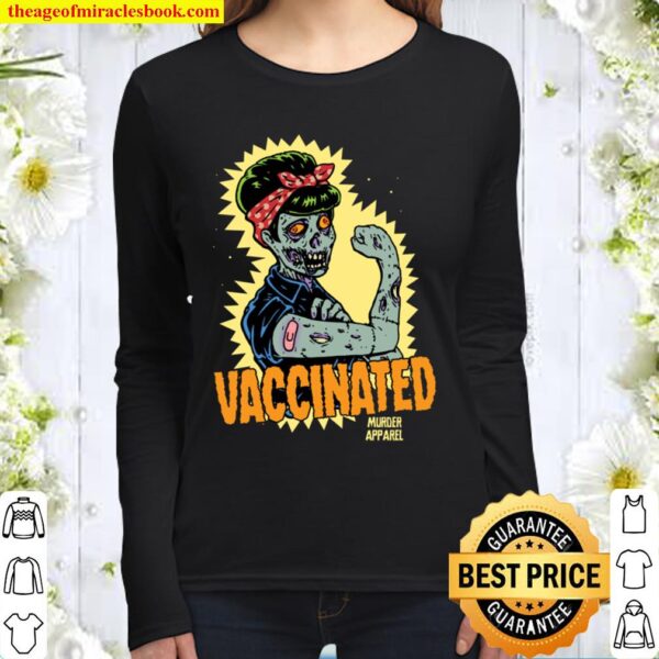 Vaccinated Zombie Rosie Girl Power Feminist Goth Retro Women Long Sleeved