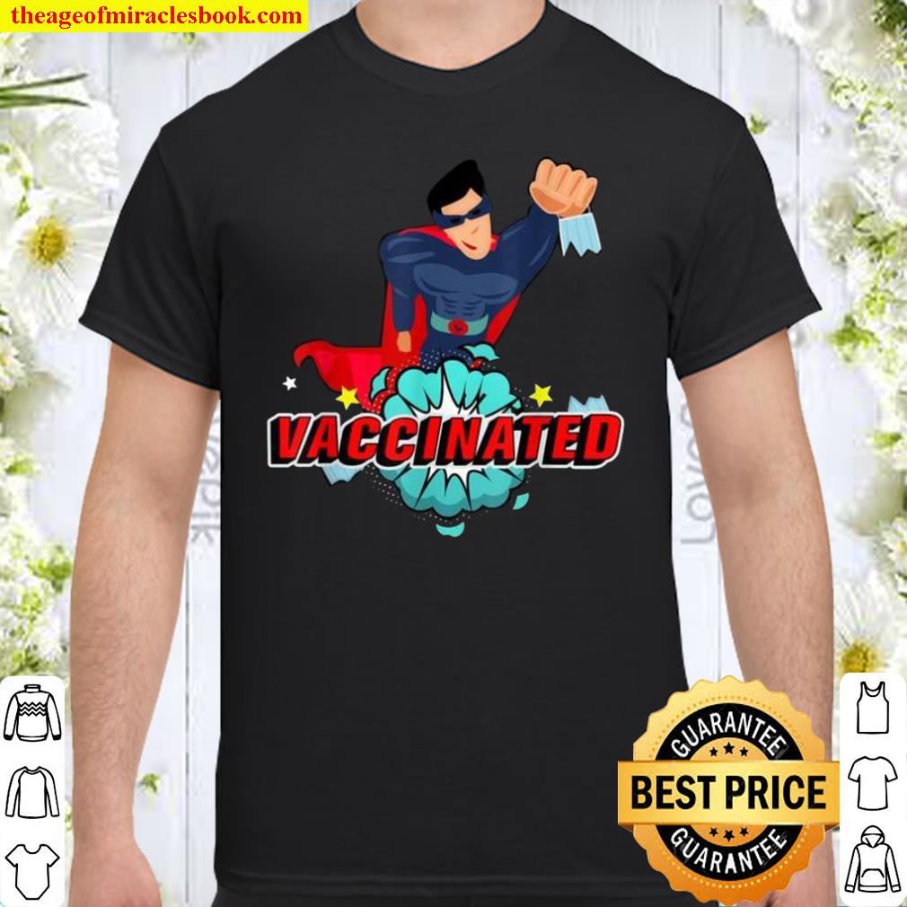 Vector Super Hero with comic Vaccinated pop art design new Shirt, Hoodie, Long Sleeved, SweatShirt