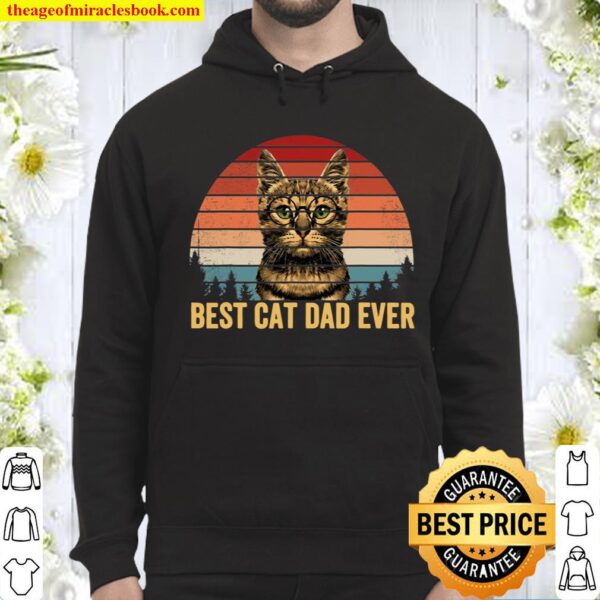 Vintage Best Cat Dad Ever Men Bump Fit Fathers Day Hoodie