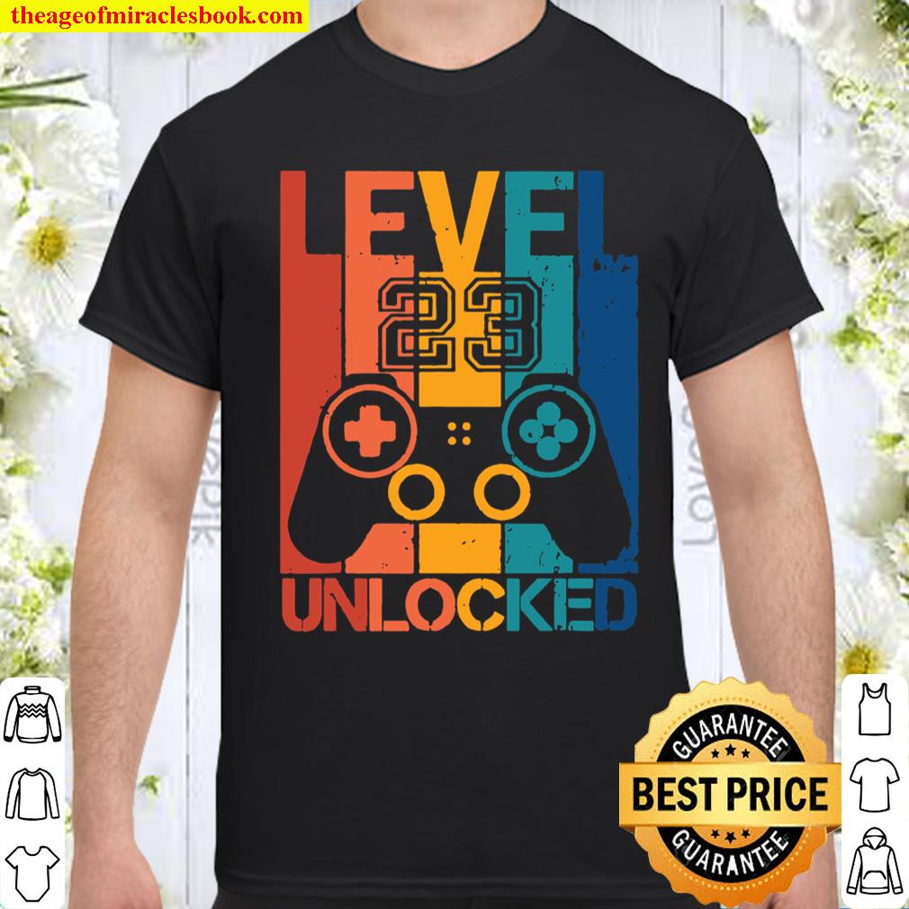 Vintage Level 23 Unlocked Gamer 23th Birthday Game shirt, hoodie, tank top, sweater