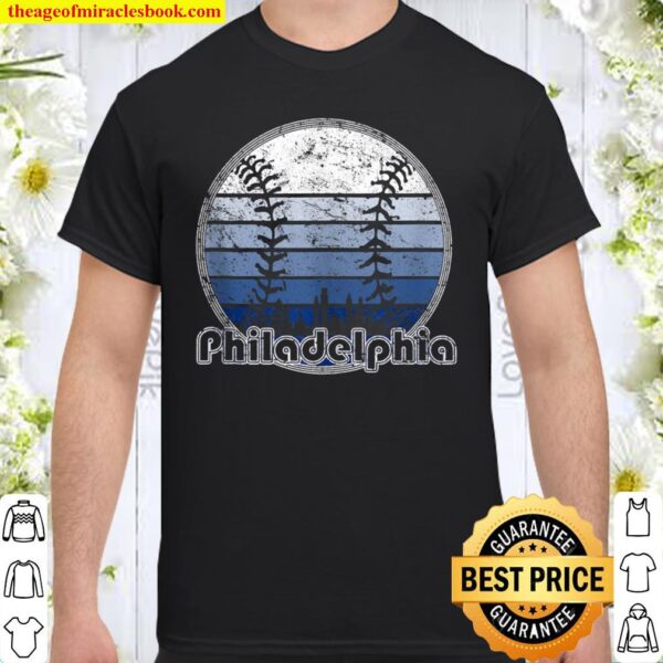Vintage Philadelphia Baseball Sunset With Philly Skyline Shirt