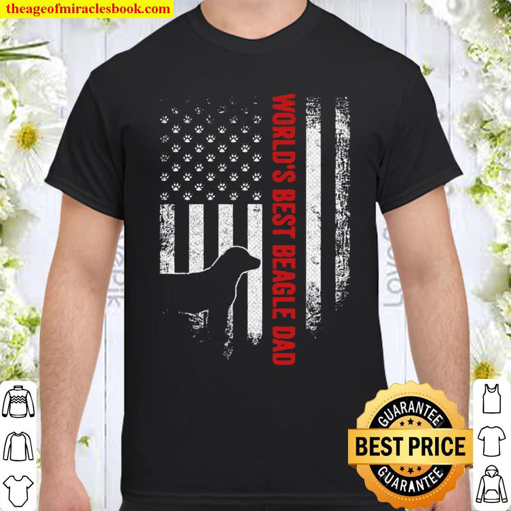 Vintage Usa American Flag World’s Best Beagle Dad Silhouette Shirt