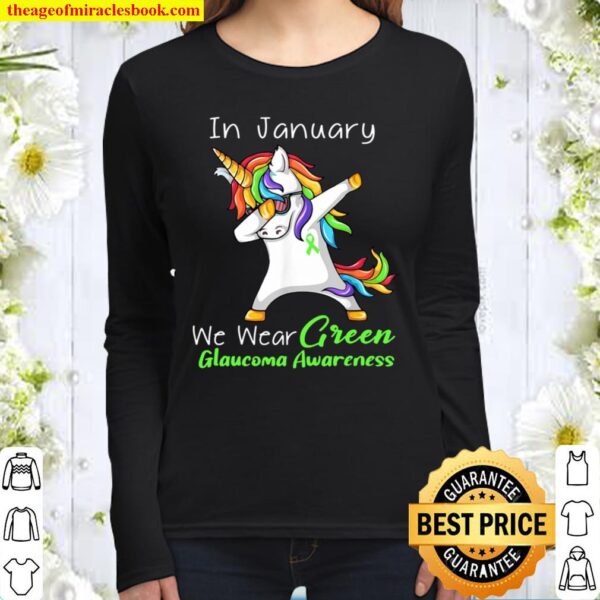 We Wear Green For Glaucoma Awareness Women Long Sleeved