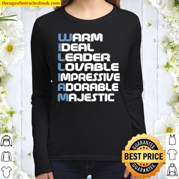 William Name Letters For William Women Long Sleeved