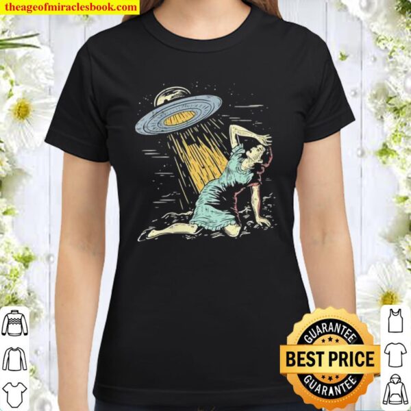 Womens Alien UFO Abduction Classic Women T-Shirt