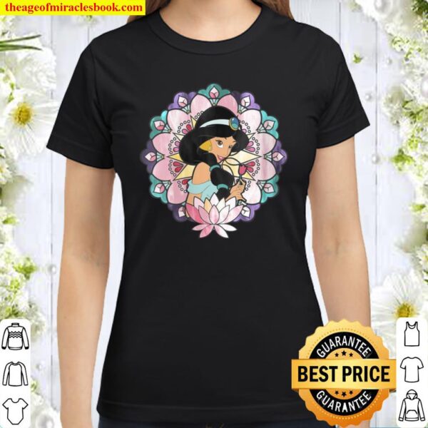 Womens Disney Aladdin Jasmine Stained Glass Lotus Classic Women T-Shirt