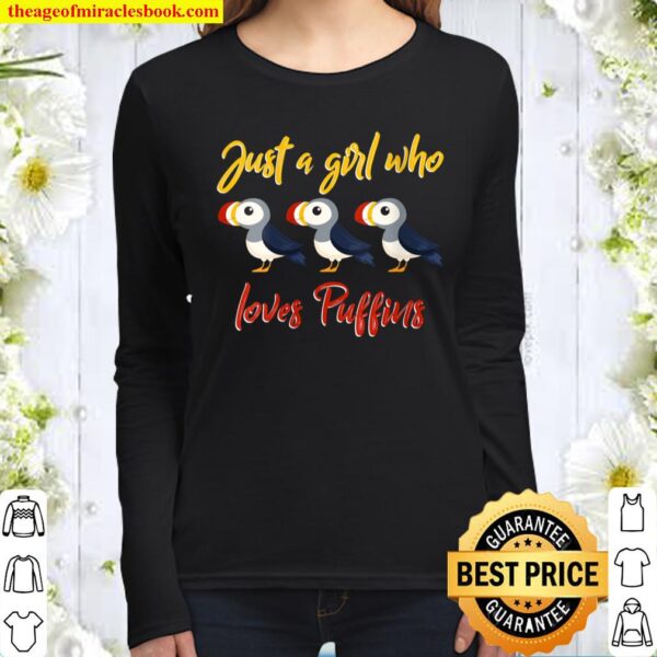 Womens Just A Girl Who Loves Puffins Bird Watching Women Long Sleeved