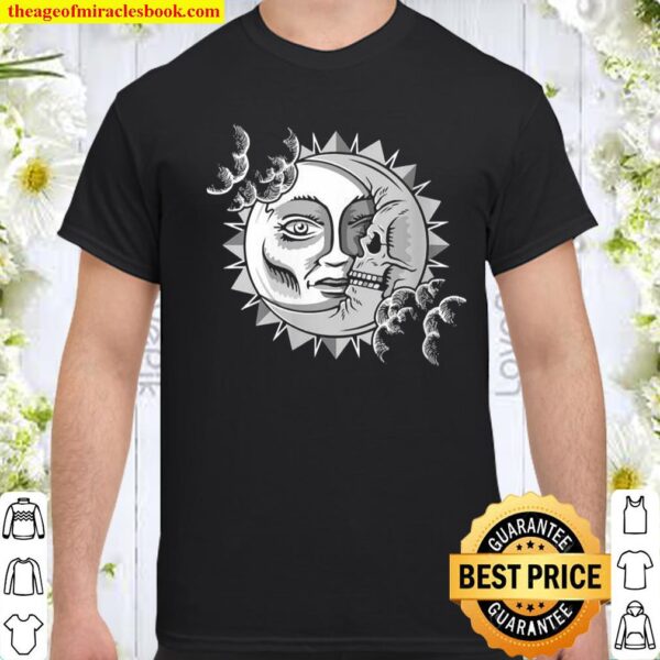 Womens Tarot Astrology Sun Face And Skull Moon Mandala Shirt