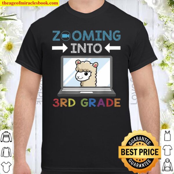Zooming Into 3Rd Grade Virtual Back To School Gift Kid Llama Shirt