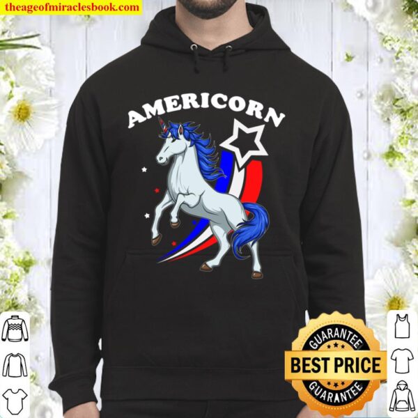 4th of July Americorn American Flag Unicorn Independence Day Hoodie