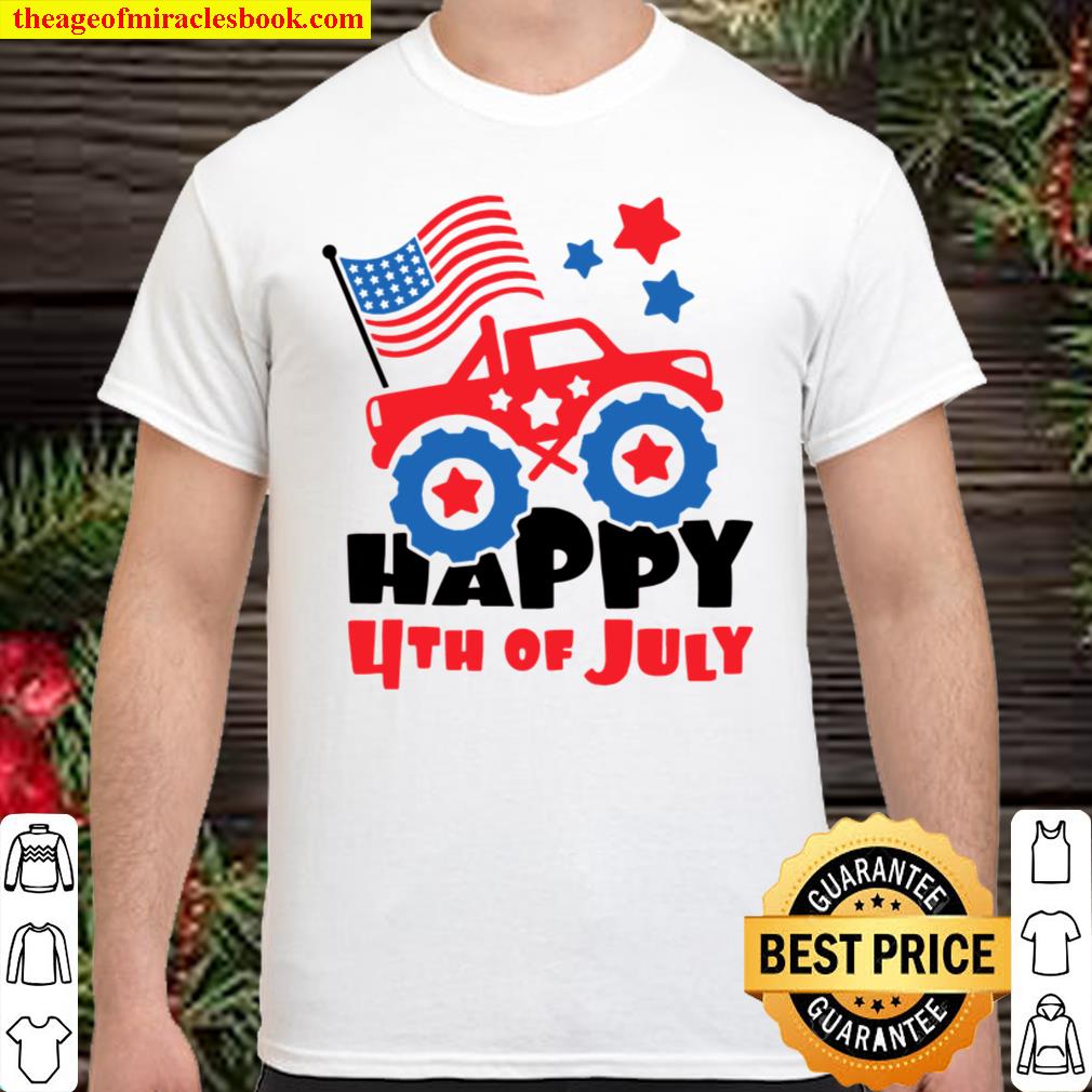 4th of July Toddler Shirt, Happy 4th of July Monster Truck Kid Shirt