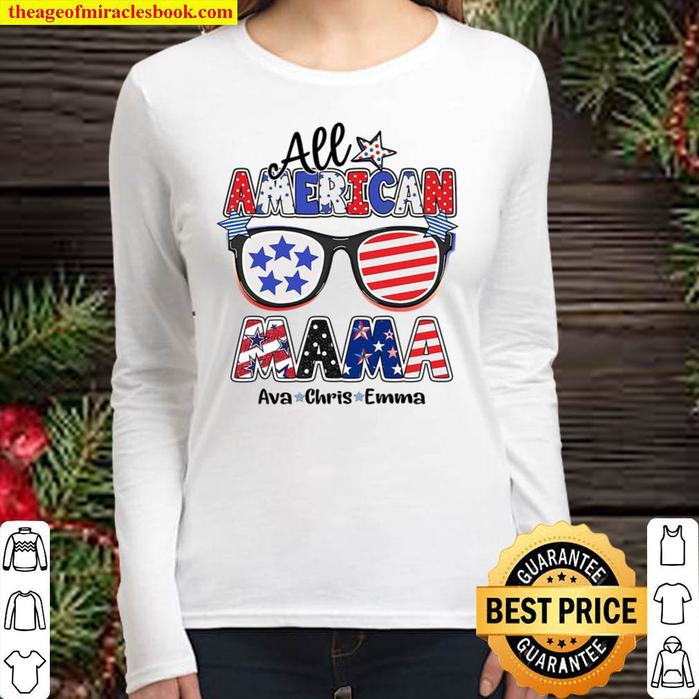 All American Mama Shirt, 4th Of July Shirt, Mama Shirt, American Sungl Women Long Sleeved