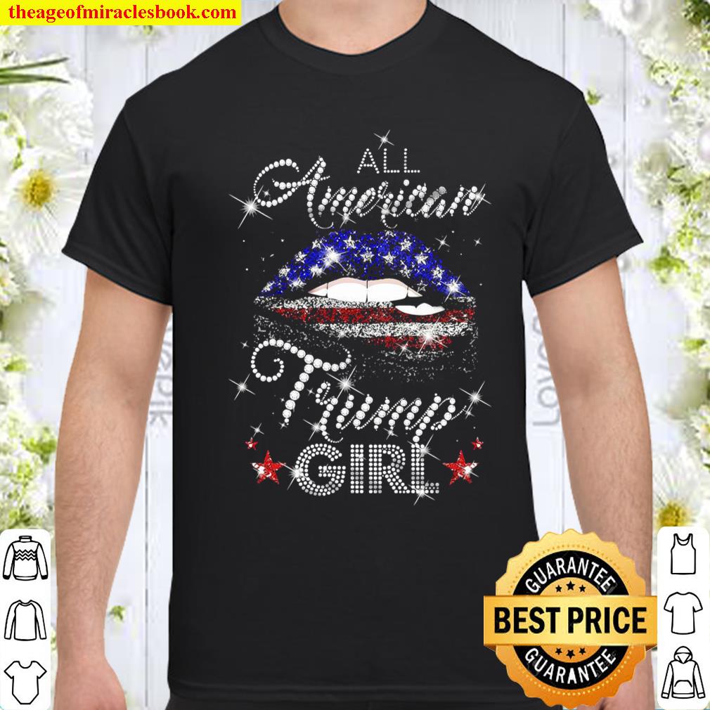 All American Trump Girl USA Flag Lips Shirt