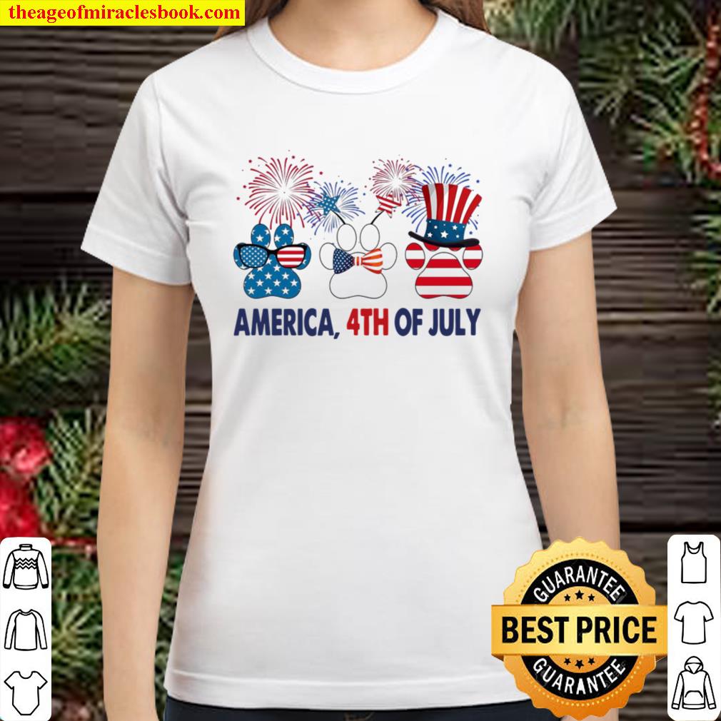 America 4th Of July Dog Classic Women T-Shirt