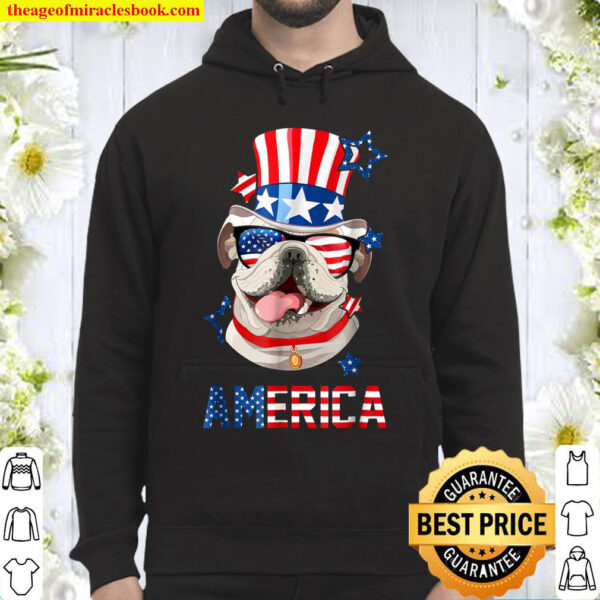 America English Bulldog T-Shirt Dog Owner 4th of July Hoodie