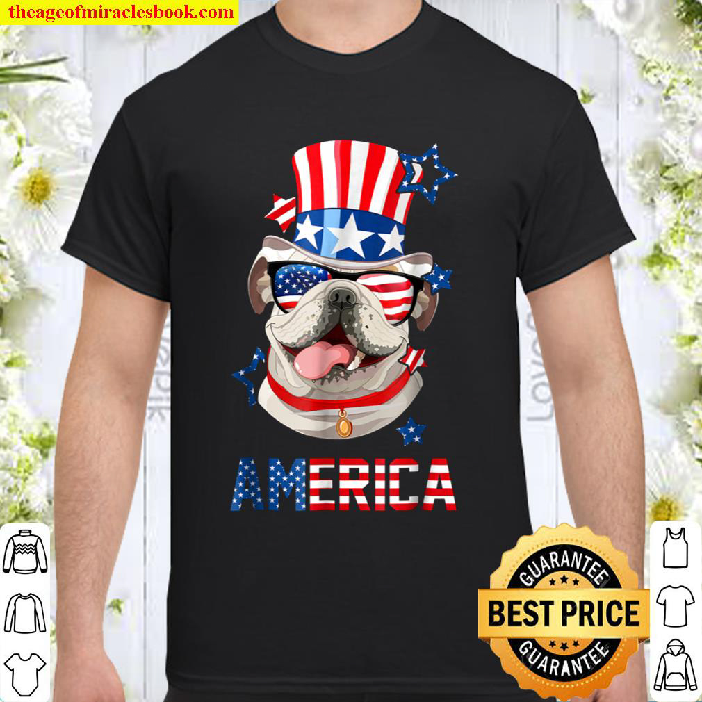 America English Bulldog T-Shirt Dog Owner 4th of July Shirt