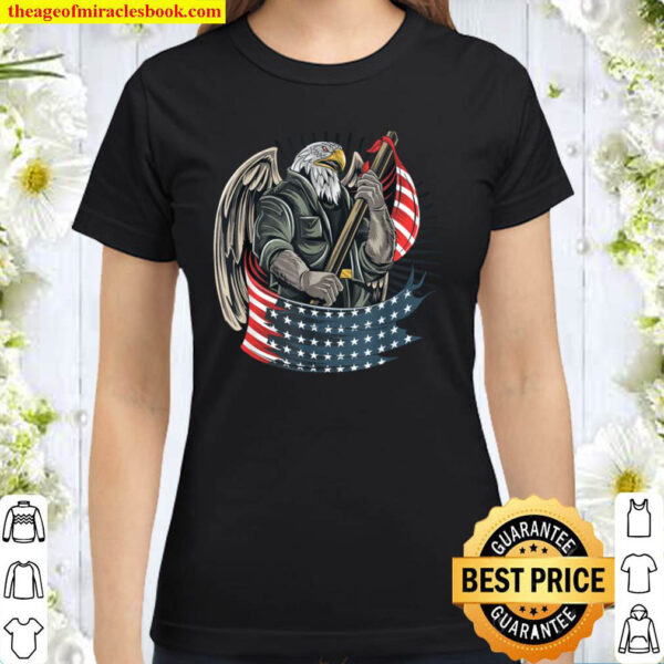 American Bald Eagle Shirt Flag USA America 4th of July Gift Classic Women T Shirt