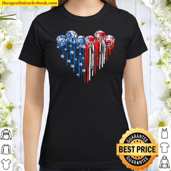 American Flag Heart Golden Retriever Dog Classic Women T-Shirt