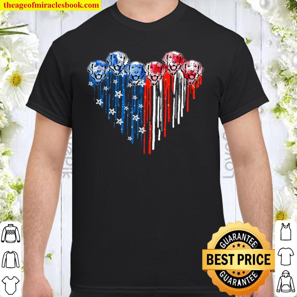 American Flag Heart Golden Retriever Dog Shirt