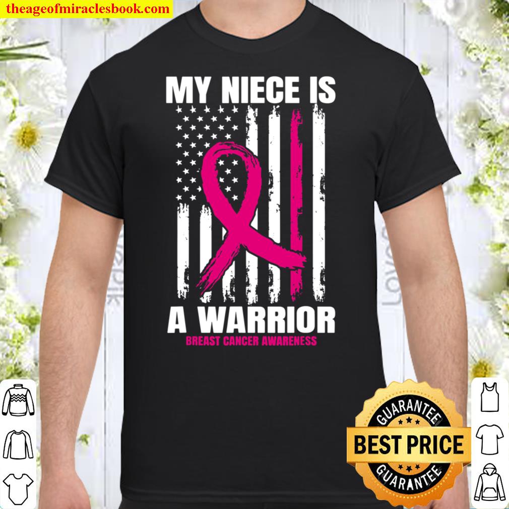 American Flag Pink Breast Cancer Awareness Niece T-Shirt
