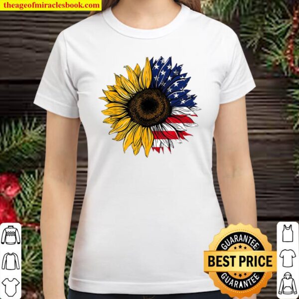 American USA Sunflower, Sunflower Classic Women T-Shirt