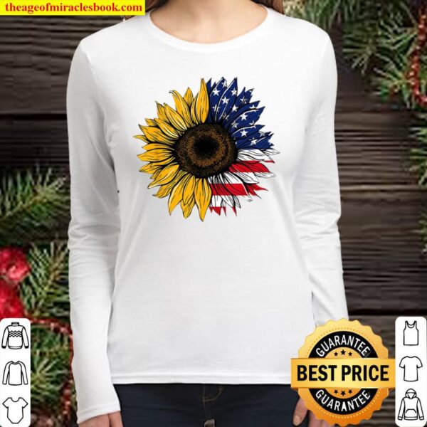 American USA Sunflower, Sunflower Women Long Sleeved