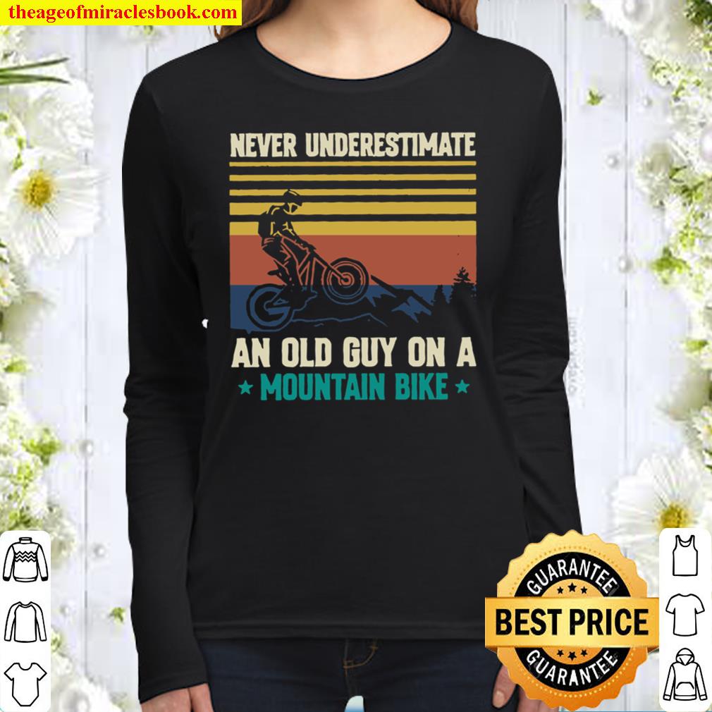 An Old Guy On A Mountain Bike Women Long Sleeved