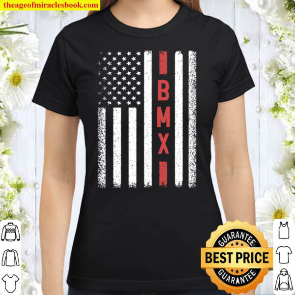 BMX American Flag 4th of July Bike Motorcross Racer Classic Women T Shirt