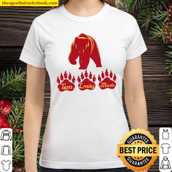 Bear Father Shirt - Custom Kid Name Clothing - Personalized Father Classic Women T-Shirt