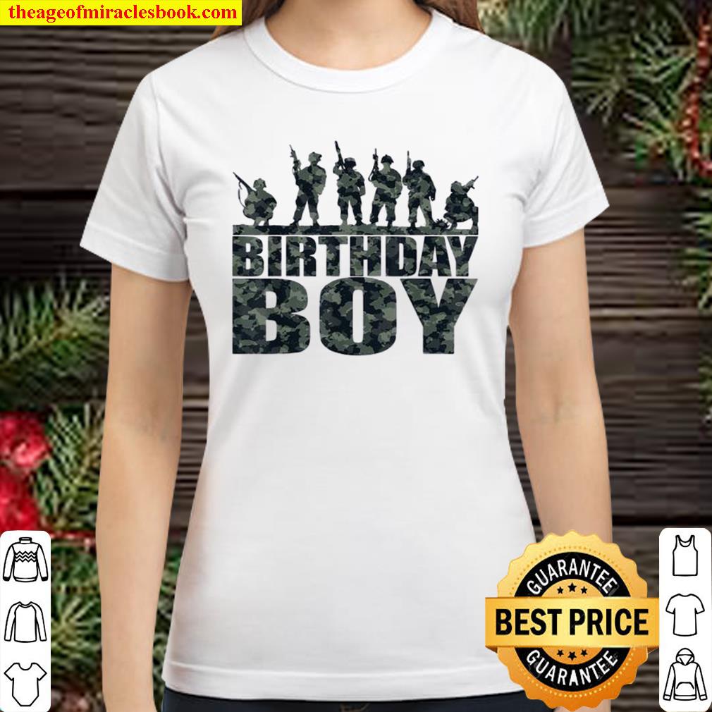 Birthday Boy Army Party Military Party Supplies Camo Green, Boys Birth Classic Women T-Shirt