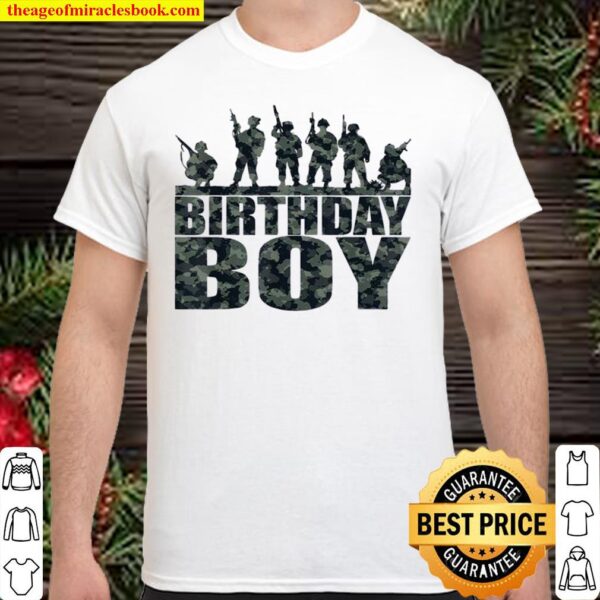 Birthday Boy Army Party Military Party Supplies Camo Green, Boys Birth Shirt