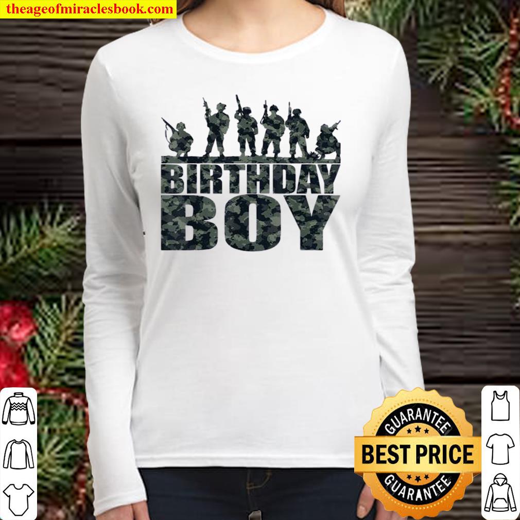 Birthday Boy Army Party Military Party Supplies Camo Green, Boys Birth Women Long Sleeved