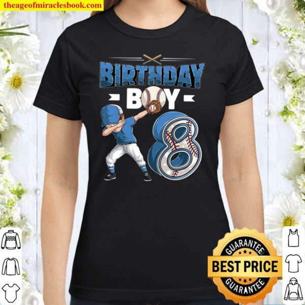 Birthday boy 8 dabbing baseball Classic Women T Shirt