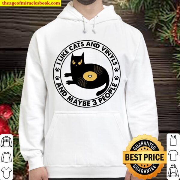 Black Cat Music I Like Cats And Vinyls And maybe 3 People Hoodie