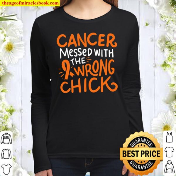 Blood Cancer Awareness Survivor Leukemia Chemo Orange Ribbon Women Long Sleeved