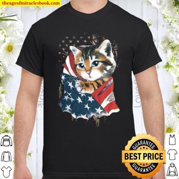 Cat cool American flag - for cat lover Shirt