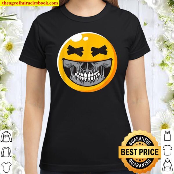 Creepy Smiley Skull Emoji Face Classic Women T-Shirt
