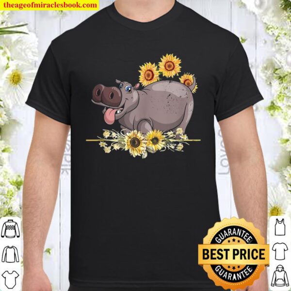 Cute Hippopotamus Zoo Animal Sunflower Hippo Shirt